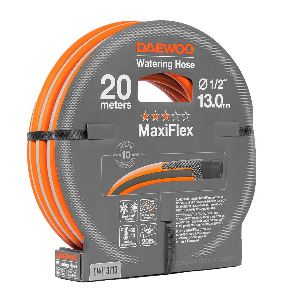 Шланг поливочный 1/2 20 м четырехслойный Daewoo MaxiFlex ПВХ (DWH 3113)