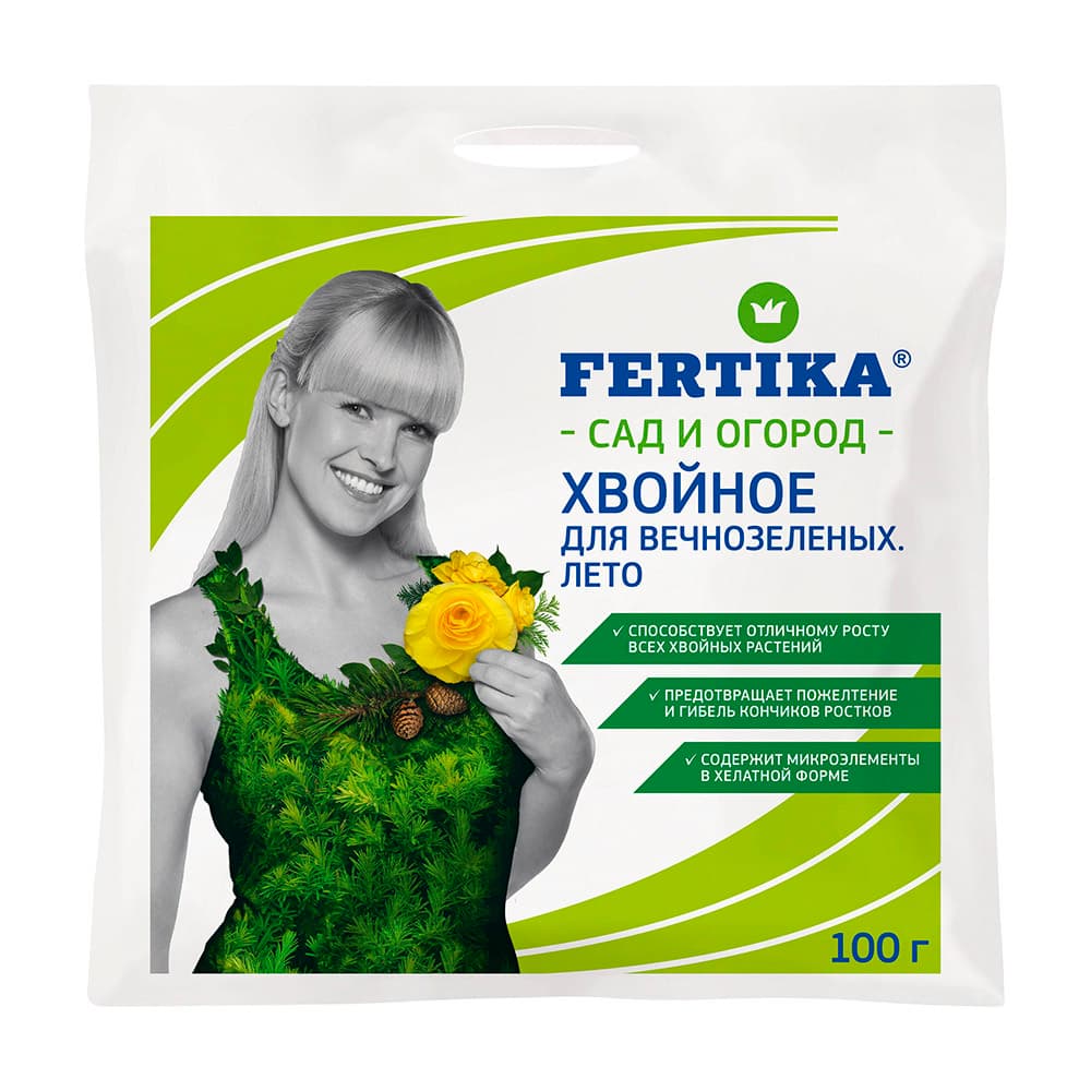 Удобрение минеральное сухое для вечнозеленых гранулированное Хвойное Fertika 100 г