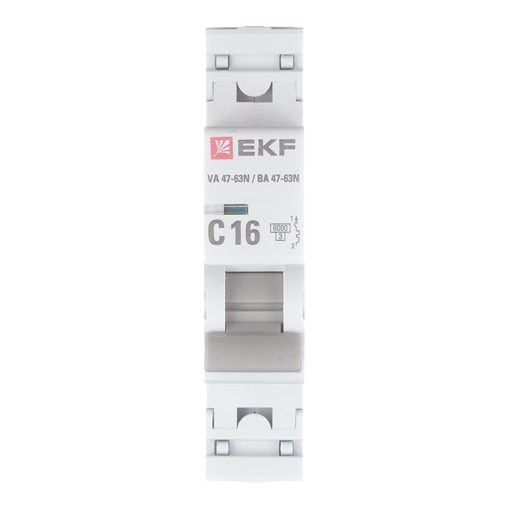 Автоматический выключатель модульный EKF PROxima ВА 47-63N 1P 16А тип C 6 кА 230 В (M636116C)