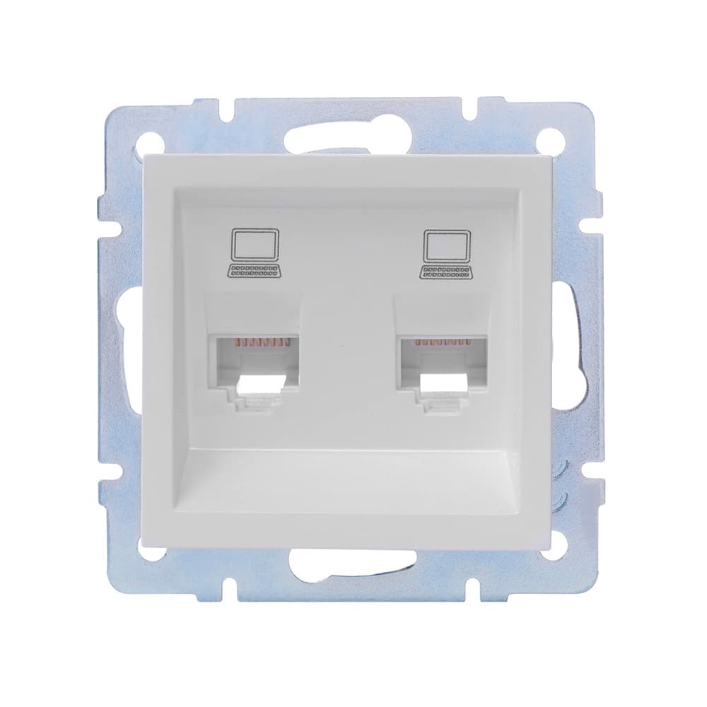 Розетка компьютерная Lezard Vesna встраиваемая белая 2хRJ45 (742-0288-141)
