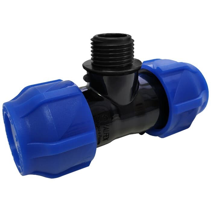 Компрессионный переходной тройник VALFEX ПНД, с наружной резьбой, 20-3/4"-20 1210022003420