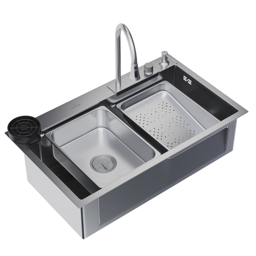Мойка MIXLINE настольный монтаж 75x46 (3,0), выпуск 3 1/2 pro 21,5см с сифоном+дозатор+смеситель552103 - 2