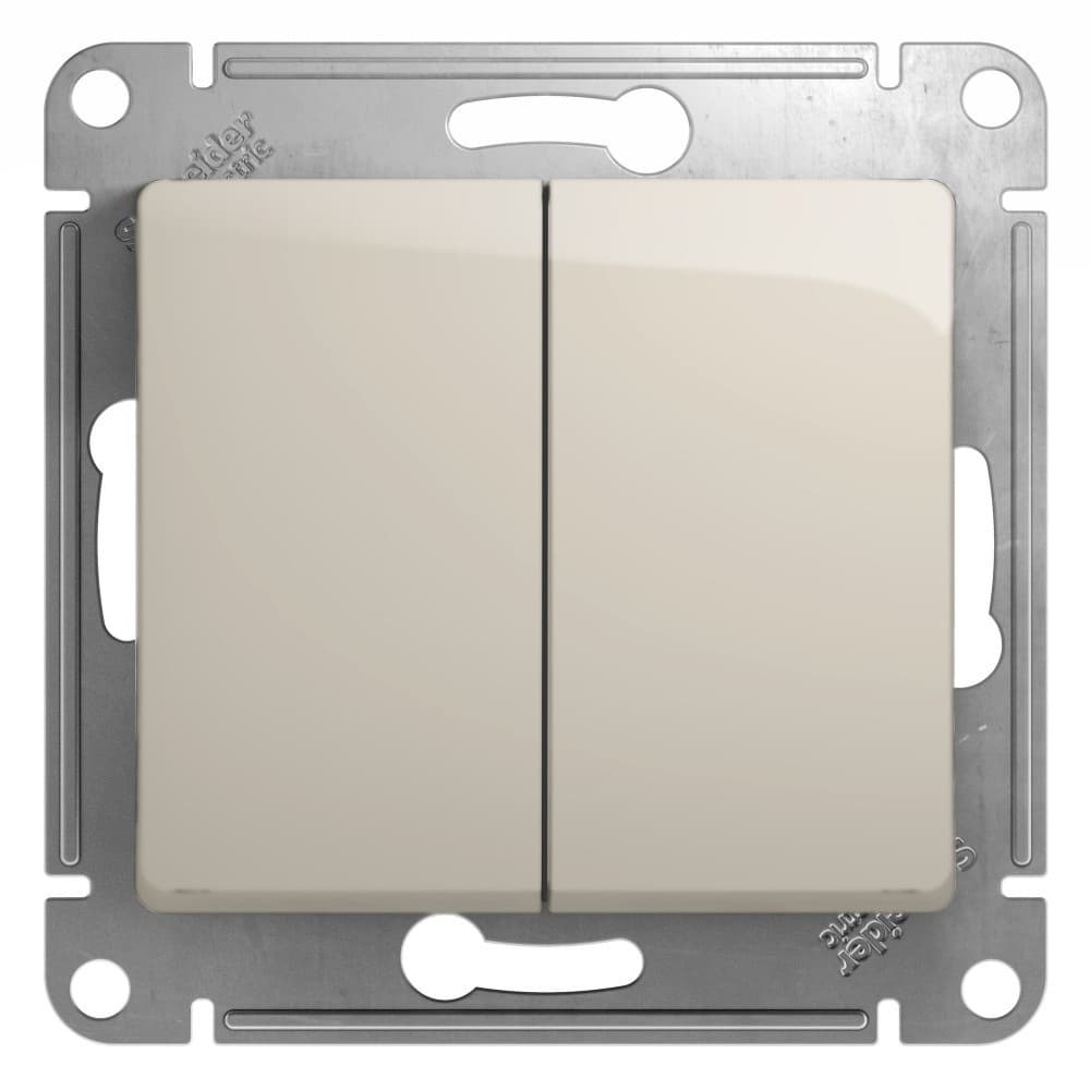 Выключатель Systeme Electric Glossa двухклавишный встраиваемый молочный (GSL000951)