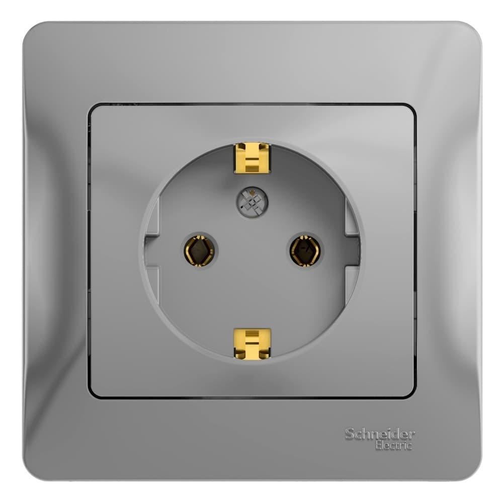 Розетка Systeme Electric Glossa встраиваемая алюминий (GSL000342)