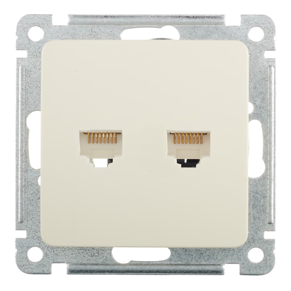 Розетка компьютерная Hegel Master встраиваемая слоновая кость 2хRJ45 (РСКК-440-01)