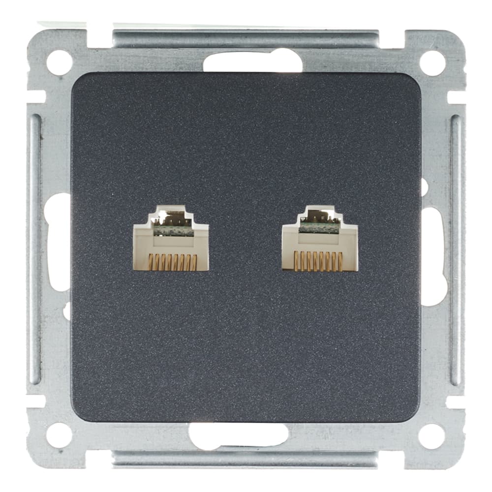 Розетка компьютерная Hegel Master встраиваемая черная 2хRJ45 (РСКК-440-08)