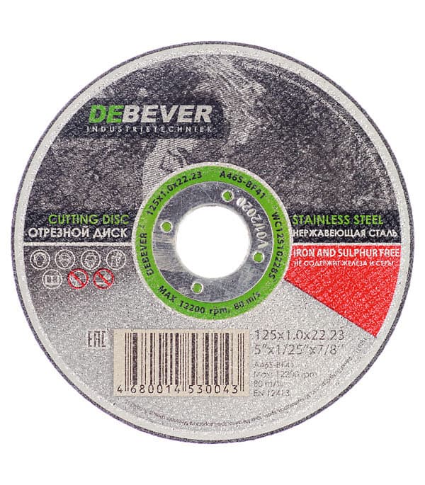 Круг отрезной по нержавеющей стали Debever 125х22,2х1 мм (WC12510228S/30043)