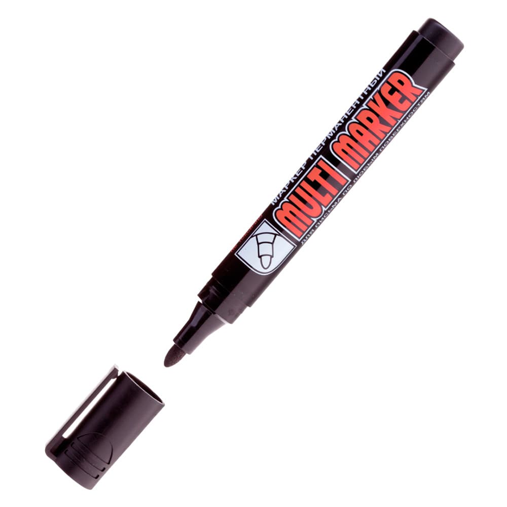 Маркер перманентный Crown Multi Marker черный грифель 3 мм - 1
