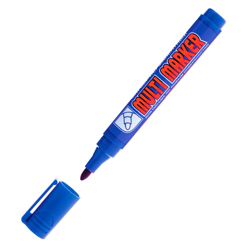 Маркер перманентный Crown Multi Marker синий грифель 3 мм - 1