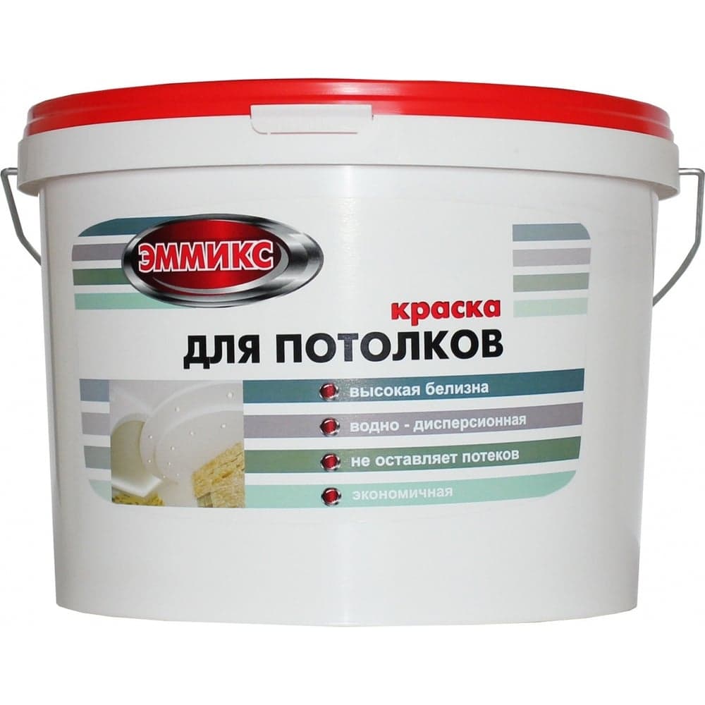 Краска для потолка Эммикс акриловая, белая, 1,3 кг 4690417049806