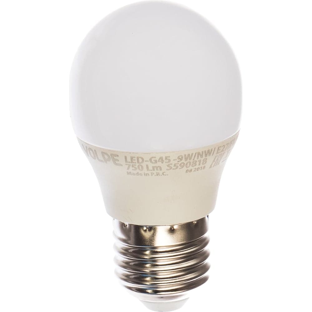 Светодиодная лампа Volpe LED-G45-9W/NW/E27/FR/NR. Форма шар, матовая. UL-00003828