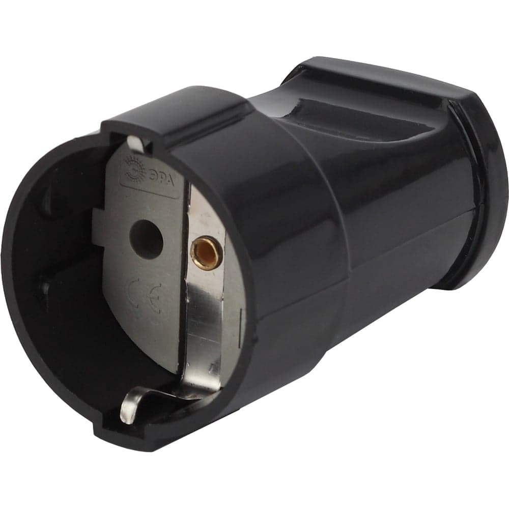 Кабельная розетка ЭРА Rx2-B Rx2 с/з прямая 16A черная Б0039683