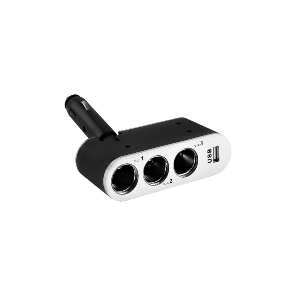 Разветвитель прикуривателя 3 гнезда + USB SKYWAY черный, предохранитель 5А, USB 1A S02301006