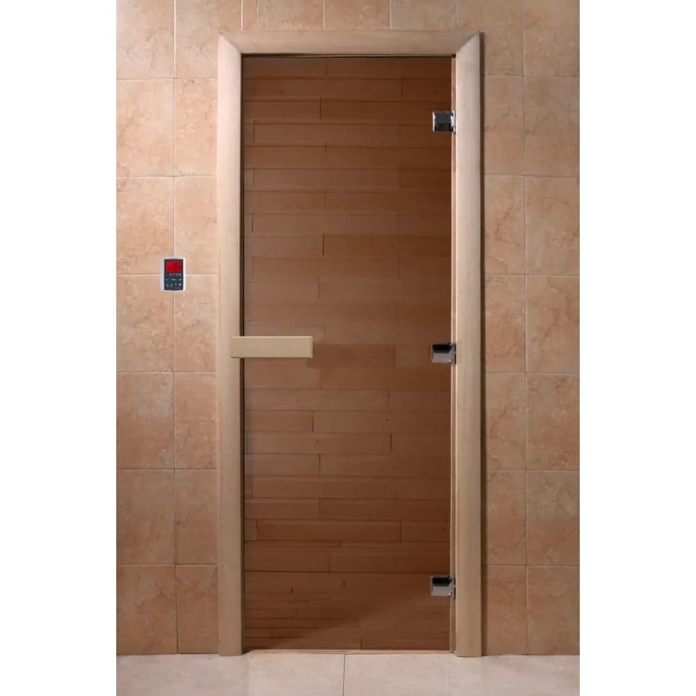 Дверь для бани DoorWood теплый день, 1900x700 мм по коробке, правая, петли справа УТ-00011880