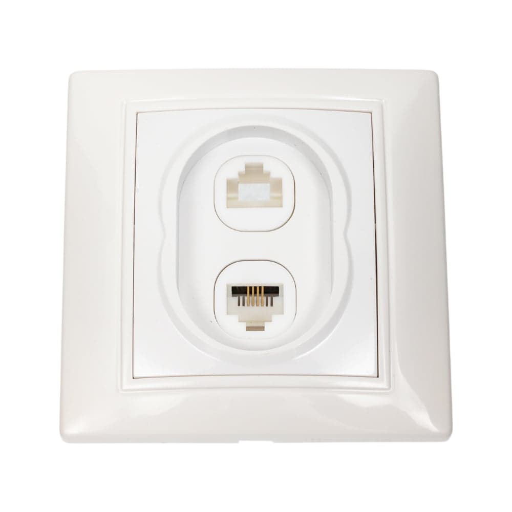 Розетка компьютерная + телефонная Smartbuy RJ45+Phone 1 местная белая Венера SBE-01w-S1-RJPH
