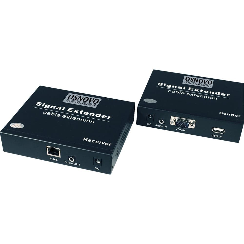 Комплект (передатчик+приемник) для передачи VGA, USB (клавиатура+мышь) и аудиосигнала по сети Ethernet OSNOVO TLN-VKM/1+RLN-VKM/1(ver.2) sct1405