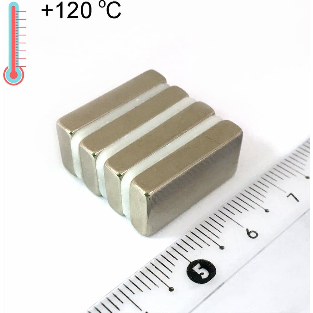 Неодимовый высокотемпературный магнит Проф-Магнит пластина 20x10x4 мм, N48H, 4 штуки NdFeB 20x10x4 N48H_4