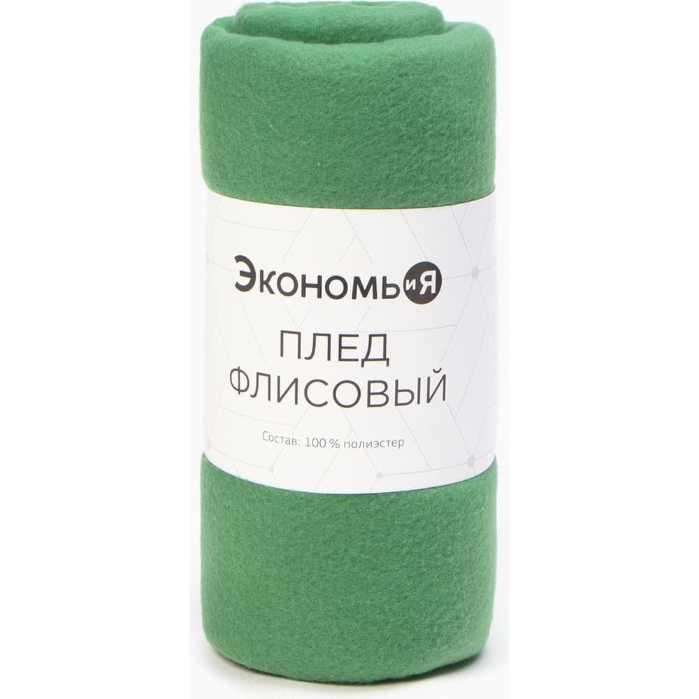 Плед Экономь и Я 150х200 см, цвет зеленый, плотность 160 г/м2, 100% п/э 6881719
