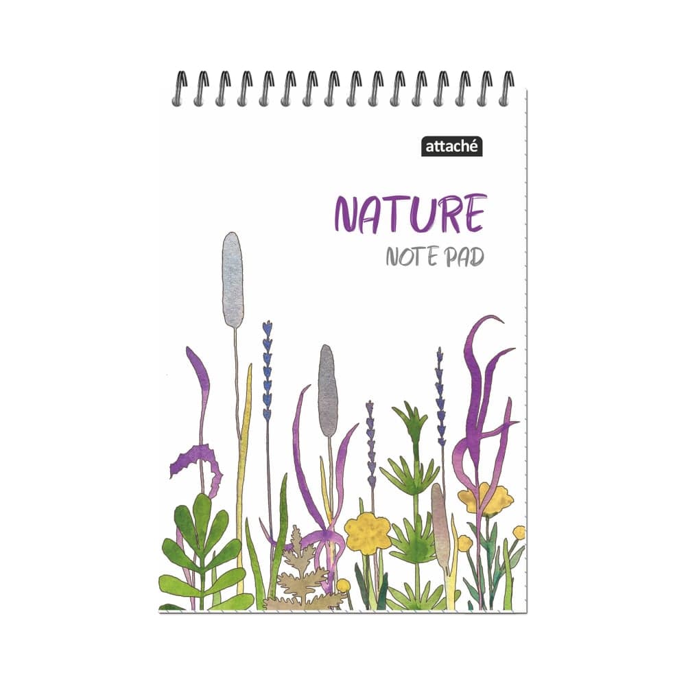 Блокнот Attache А5 60 листов, Nature White flowers клетка, 65 г, гребень, картон, ВД-лак 1919368