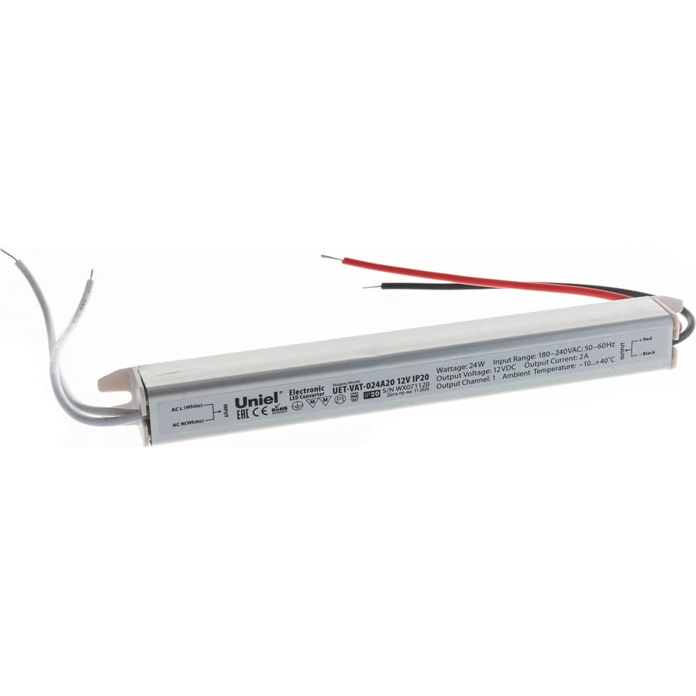 Ультратонкий блок питания Uniel UET-VAT-024A20, 12V, IP20, 24Вт UL-00004843