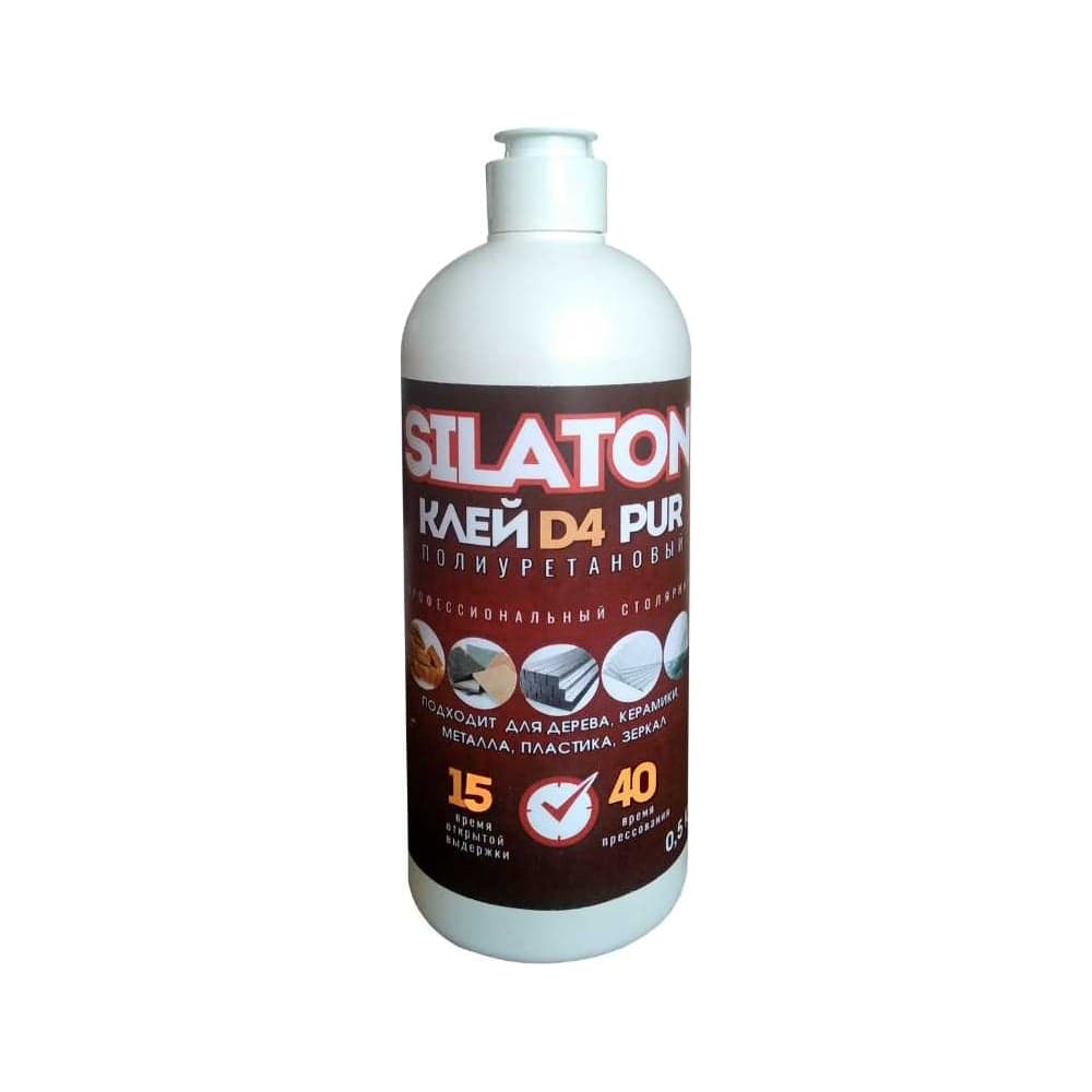 Клей SILATON PUR D4 15.40 для дерева, полиуретановый, не ПВА, 0.5 кг PURD416.50/05