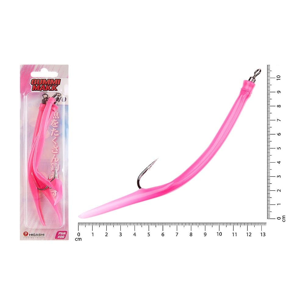 Крючок оснащенный кембриком HIGASHI Gummi Makk #10/0 (set-3pcs), #06 Pink 00633_4215
