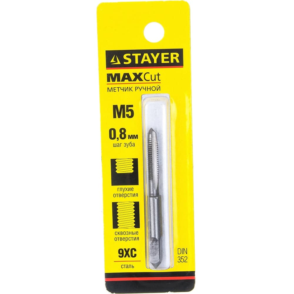 Метчик Stayer MASTER одинарный для сквозных и глухих отверстий сталь 9ХС М5х0.8 28021-05-0.8