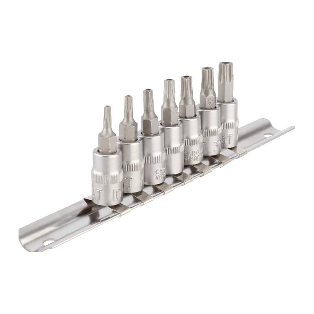 Набор головок вставка TORX T10-T40 с отверстием, 1/4"DR, 7 предметов, планка Автоdело 16441