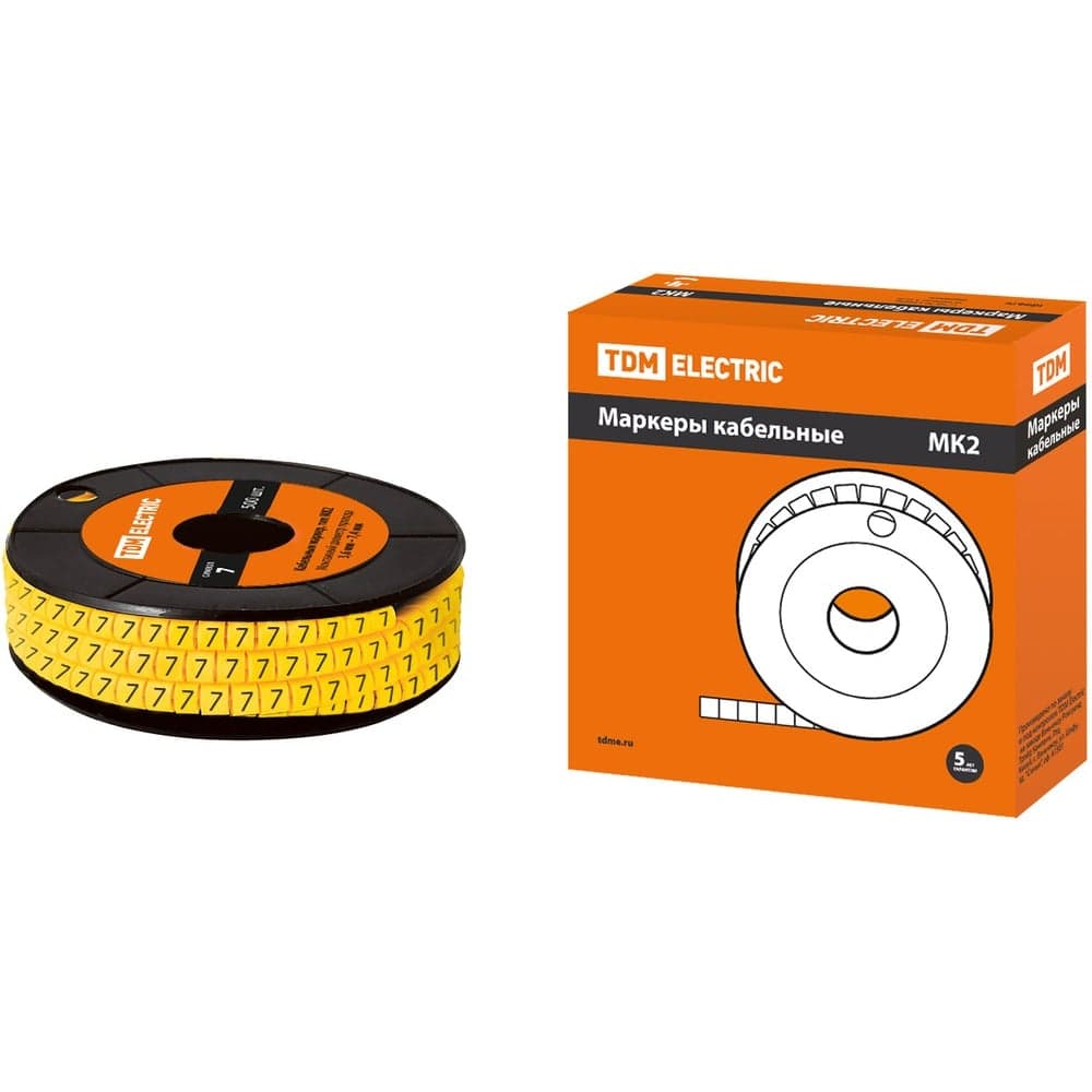 Кабельный маркер TDM ELECTRIC 4мм символ 7 500 шт SQ0511-0036