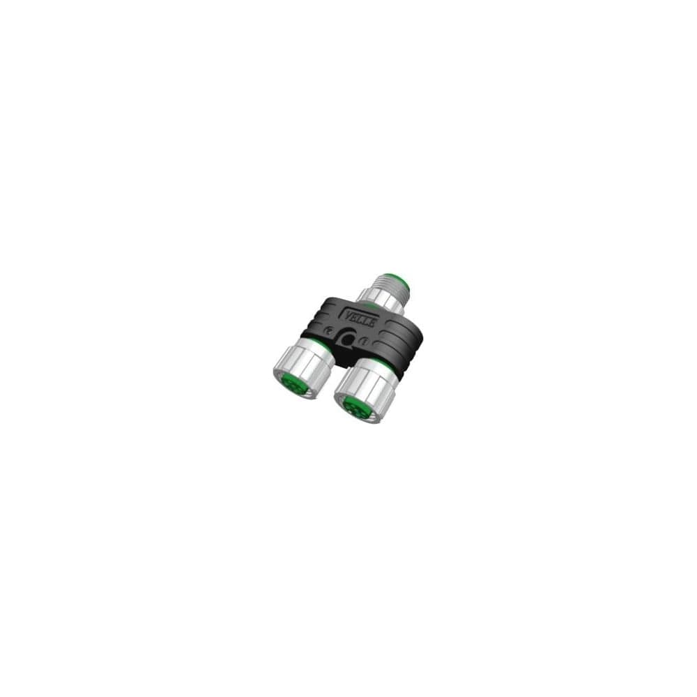 Соединитель VELLEDQ Y-M12-M05/2F05B, Вилка / 2 розетки, Y-образный, ПластикIP6760 AC/DC, 08-00025035