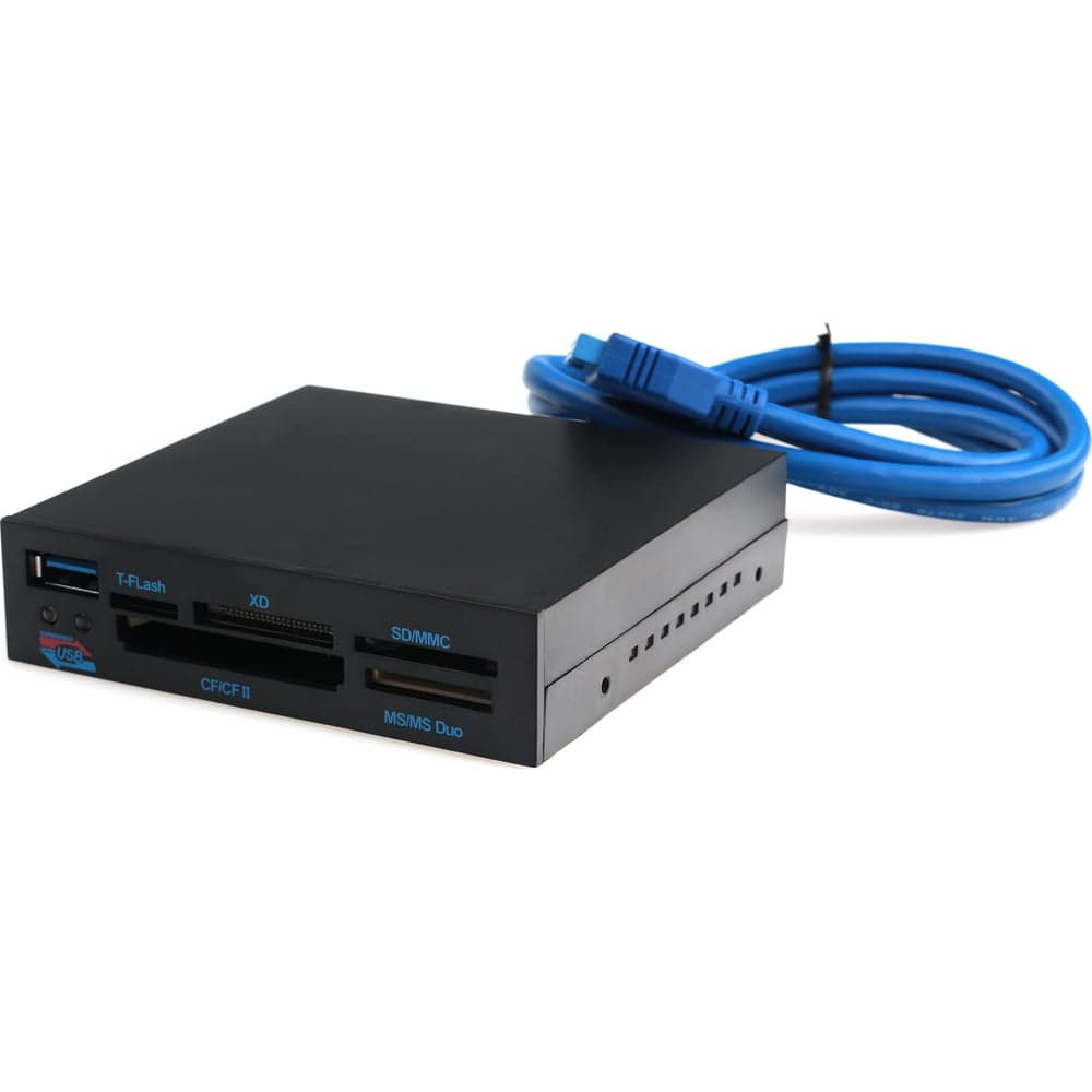 Картридер внутренний USB3.0 3.5 6в1: SD/SDHC, T-Flash, XD, MS, CF, USB3.0, черный, коробка, Gembird FDI2-ALLIN1-03-B