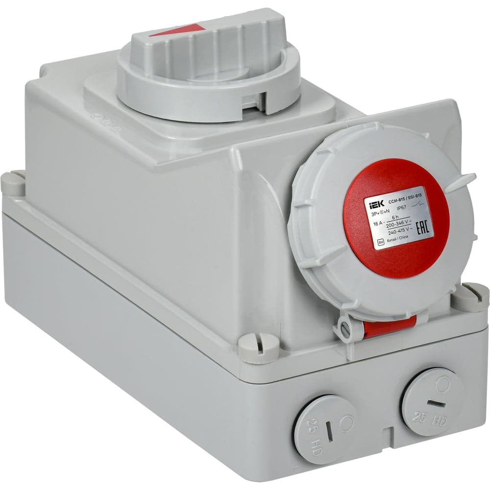Розетка с механической блокировкой IEK ССИ-815 16А-6ч 380В 3P+PE+N IP67 PSR12-016-5-5-67