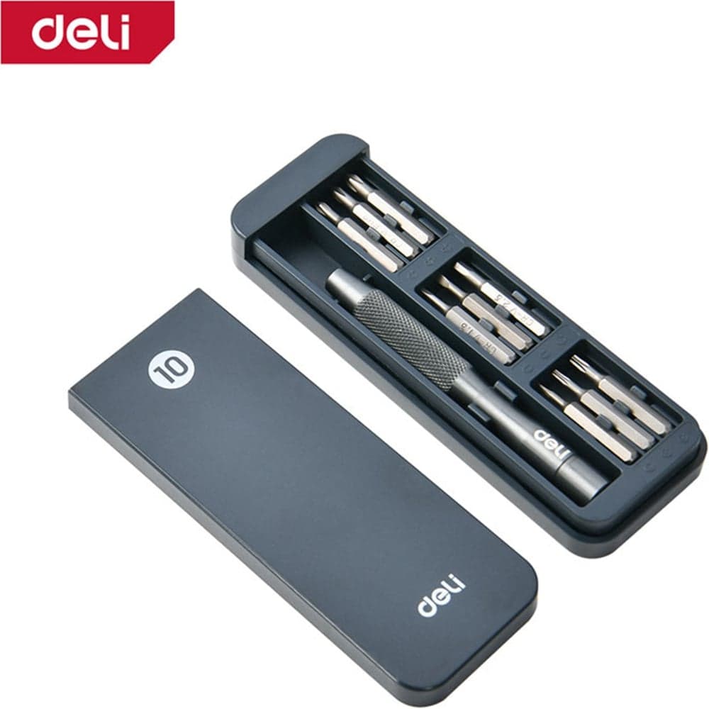 Набор прецизионных отверток DELI DL241010J (отвертка + 9 бит), сталь Cr-V 179574