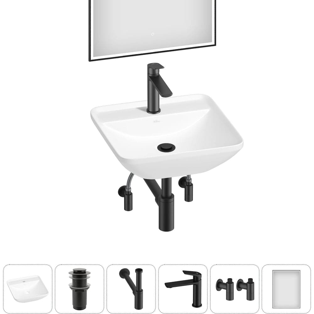 Набор Wellsee 6 в 1 Cute Twin S накладная раковина 43x43 см 20218964R