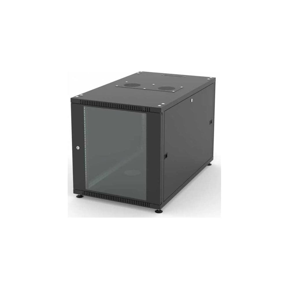 Шкаф напольный Filum 19'', 12U NETWORK (ШxГxВ) 600x1000x623 мм, двери: стеклянная/сплошная металл, цвет черный RAL9005 FL-NT-12610GM1M-BK