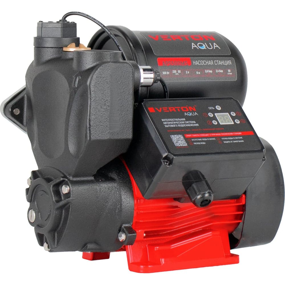 Насосная станция Verton AQUA APS500MS 500Вт, 50л/мин, 2л, гл. 9м, H 38м, вых. 1, 2.4 бар, дисплей 01.13297.24099