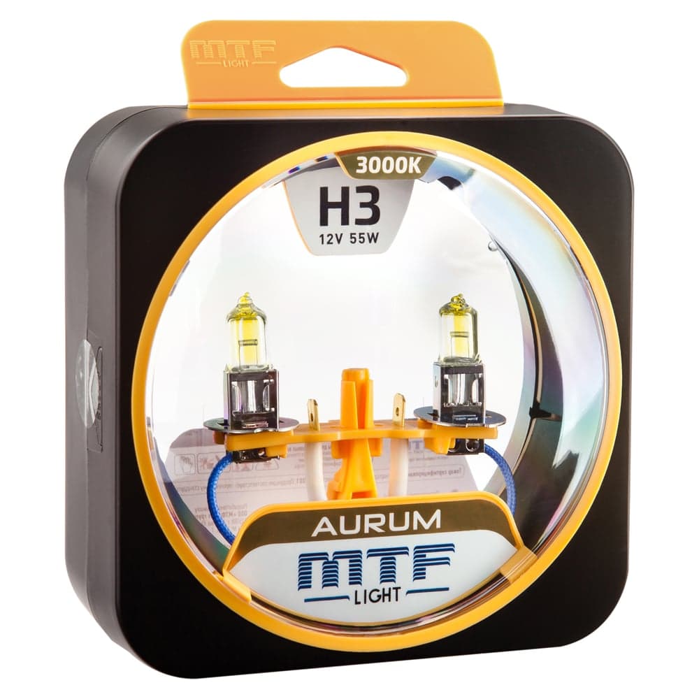 Галогенные автолампы серия AURUM H3, 12V, 55W, комп. MTF Light HAU1203