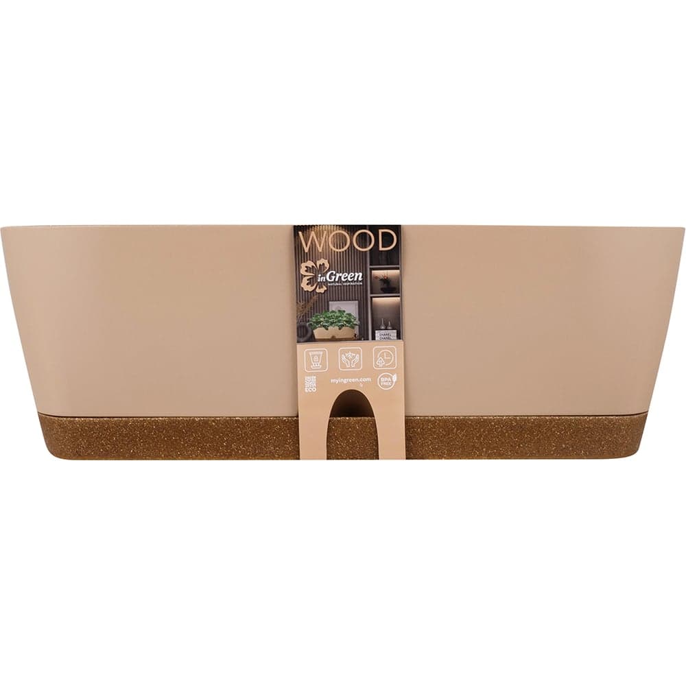 Ящик балконный Wood, 40 см, молочный шоколад/бук INGREEN 278881