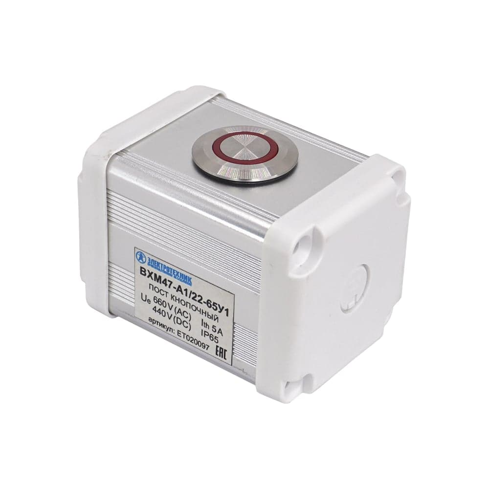Пост управления Электротехник BXM47-A1/22-65У1 GQ22-L-11E/R/S (1C1NO1NC) красный цилиндр ET020097
