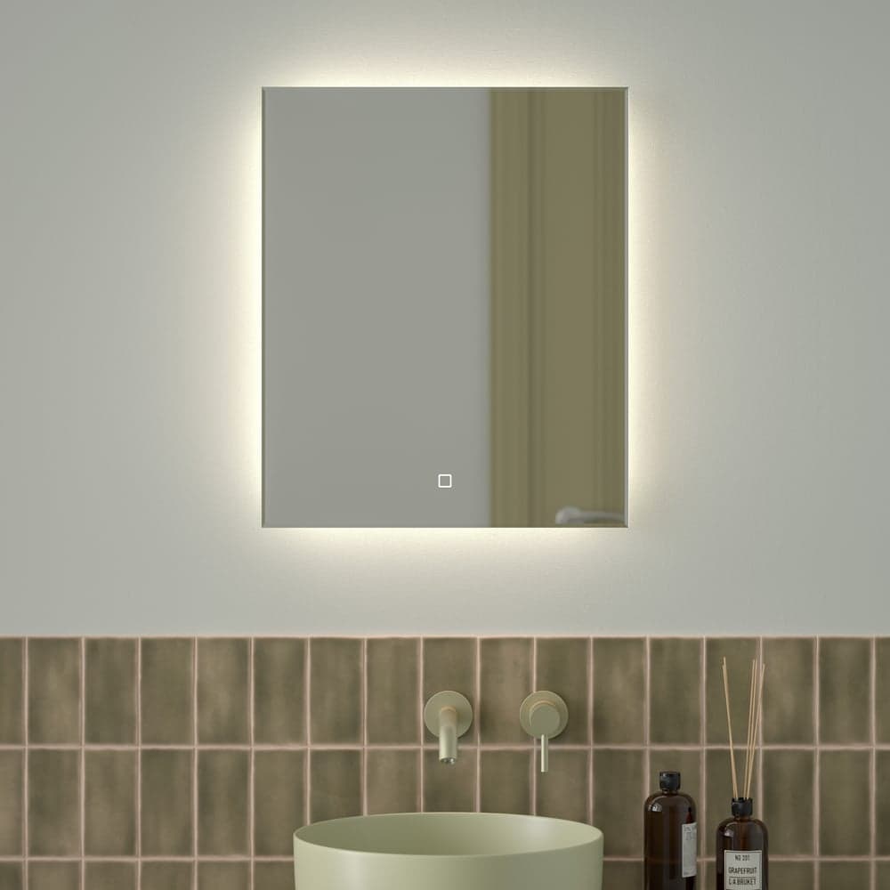 Зеркало с фацетом и LED-подсветкой DEFESTO 19W (50x60 cm) (Сенсорный выключатель) (Нейтральный белый свет) GLOW DF 2503S