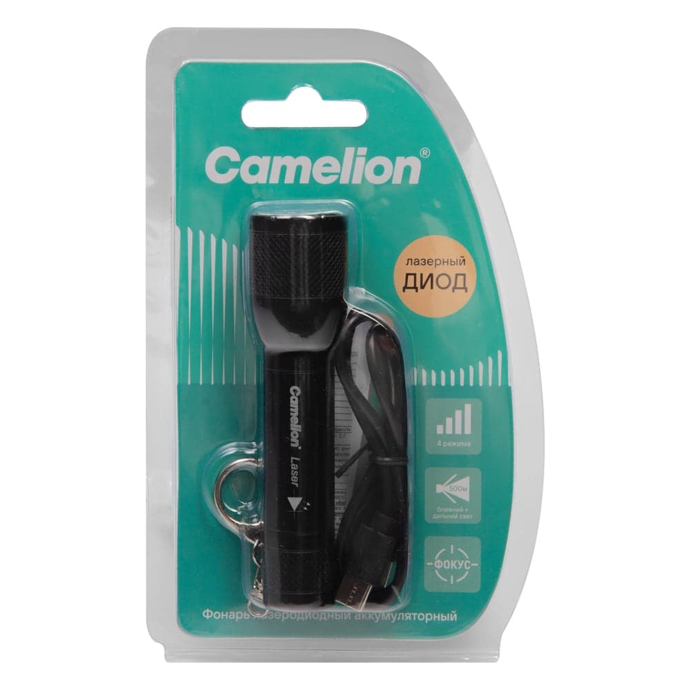 Фонарь аккум. LED29363, 3,7В, черный, LD, ZOOM, 3 Вт, 3 реж, Type-C, блист. Camelion 15970