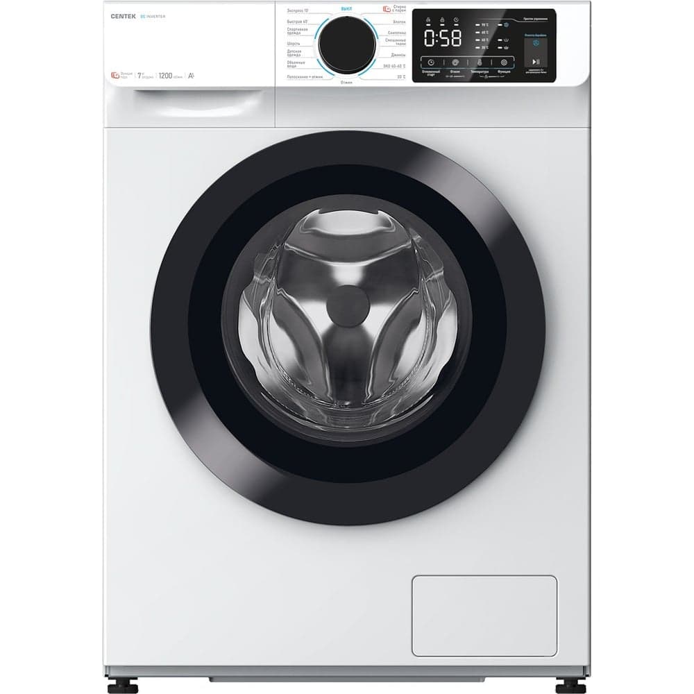 Стиральная машина Centek белый, 1200 / 7кг / 40см / 15пр /LED-Дисплей / INVERTER /Пар/A+++ CT-1921