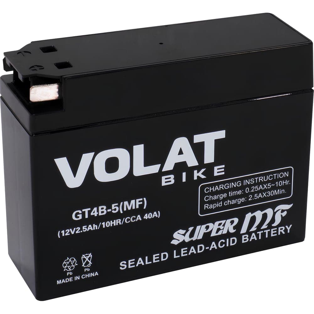 Мотоаккумулятор VOLAT 12V 2.5Ah GT4B-5(MF) R+ для мопеда, скутера 113x39x87 GT4B-5(MF) GT4B-5(MF)Volat
