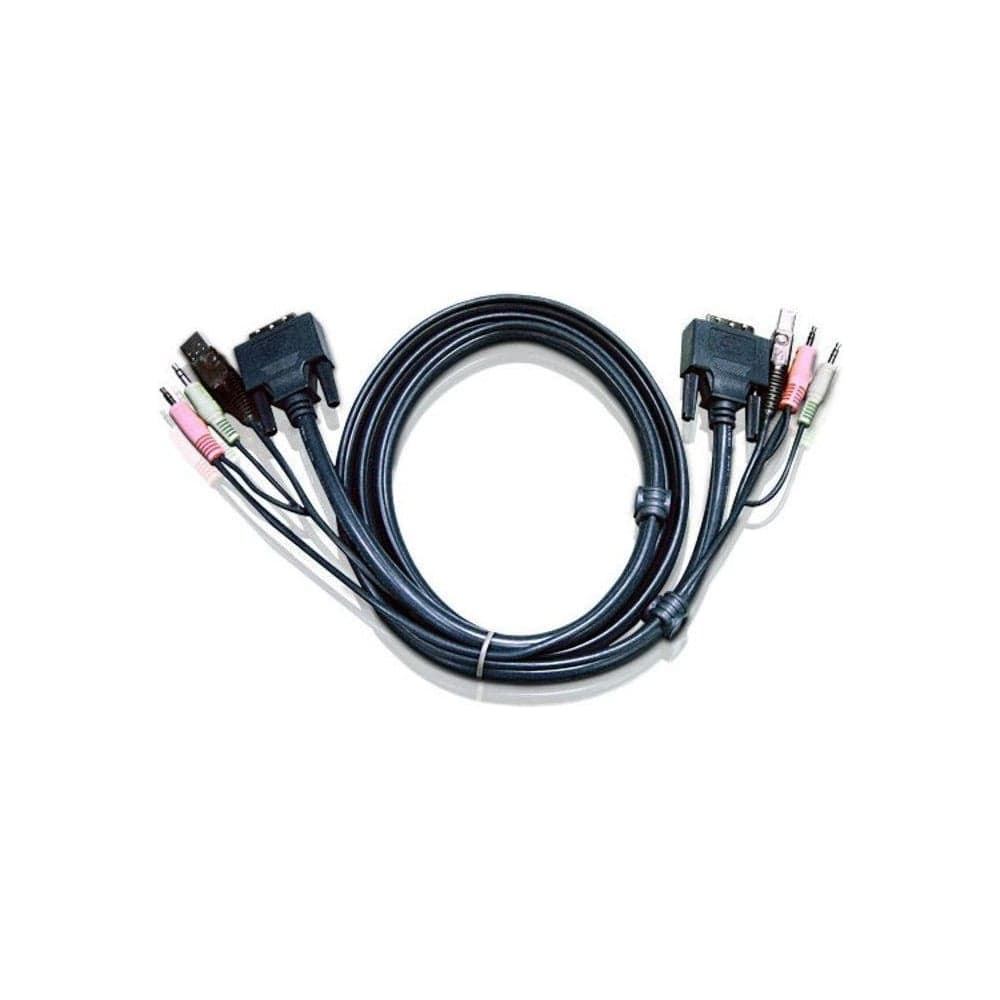 Кабель ATEN монитор+клавиатура+мышь USB+аудио, DVI-I Single Link+USB A-Тип+2xRCA= DVI-I Single Link+USB B-Тип+2xRCA, Male-Male, опрессованный, 1.8 м, 2L-7D02UI