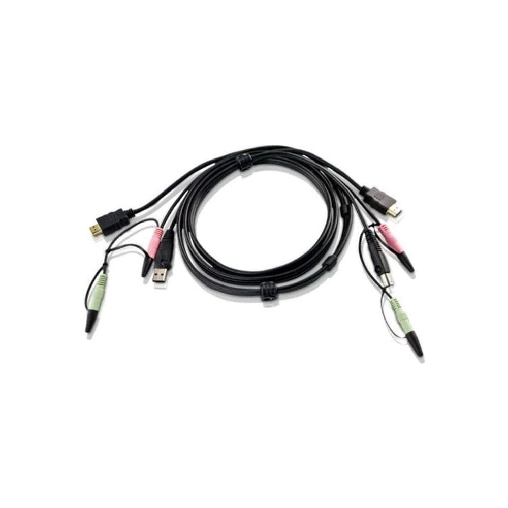 Кабель ATEN монитор+клавиатура+мышь USB+аудио, HDMI+USB A-Тип+2xRCA= HDMI+USB B-Тип+2xRCA, Male, опрессованный, 1.8 м, черный 2L-7D02UH