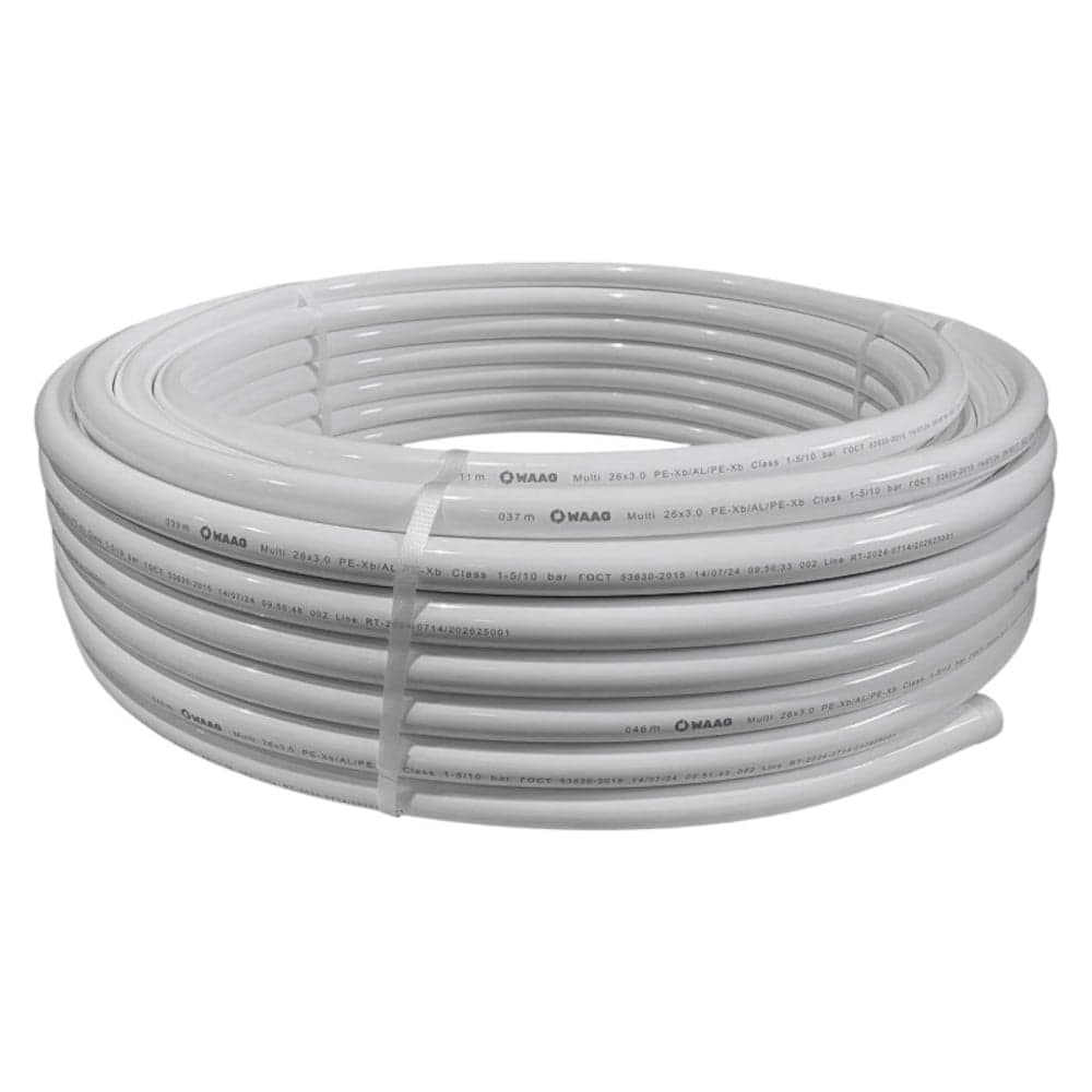 Труба металлопластиковая WAAG Multi DN16 x 2,0 PN10 (бухта 200м) PE-Xb / Al / PE-Xb, белая WG.1620200