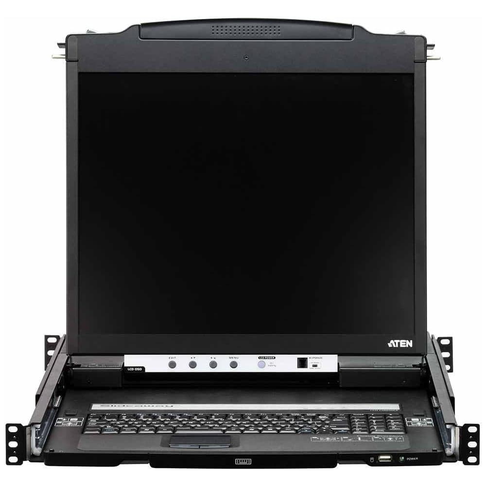 Консоль KVM ATEN 19, SVGA+KBD+MOUSE PS/2;USB, с KVM-шнуром USB+PS2 1.8м, LCD/ЖК экран 19, лат./рус.клавиатура CL5800N-ATA-RG
