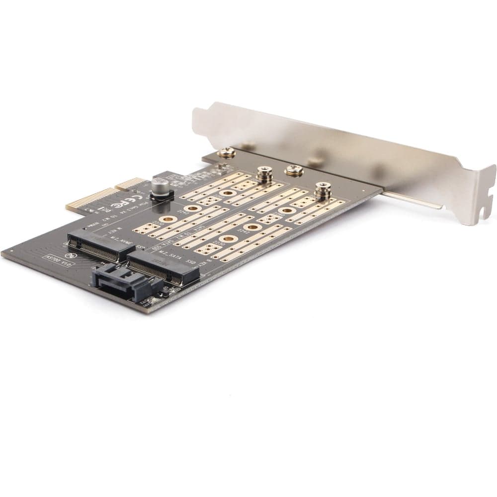 Адаптер AgeStar PCI-E для M.2 SATA SSD+M.2 NVME SSD Card, AS-MC02