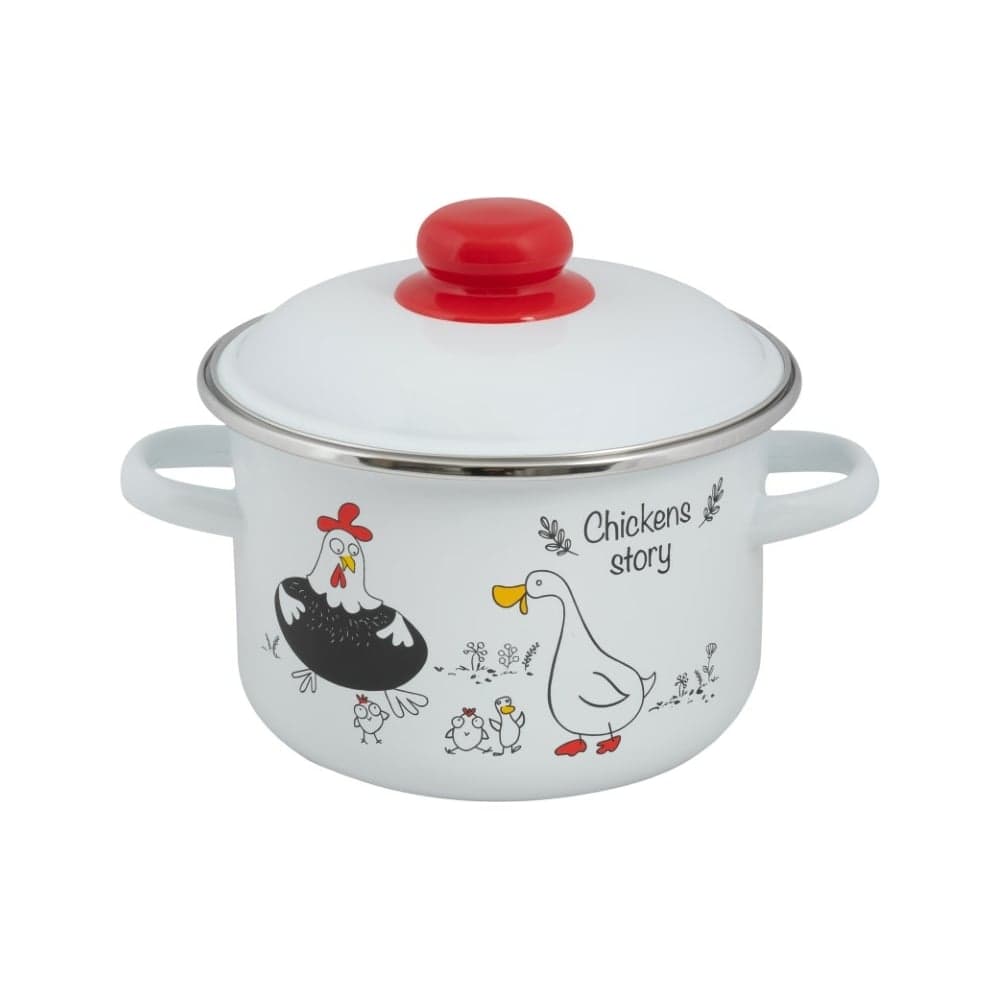Цилиндрическая эмалированная кастрюля Food Atelier Chickens’stories 2 л 1RD161M Chickens