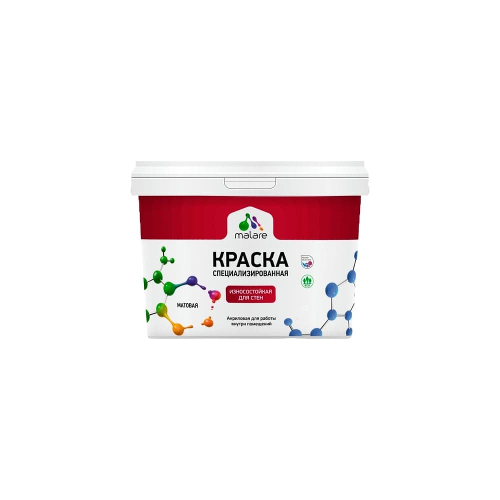 Краска Professional ИЗНОСОСТОЙКАЯ для стен и обоев MALARE васаби, 2.7л КРЗСТНТВАСМ0390